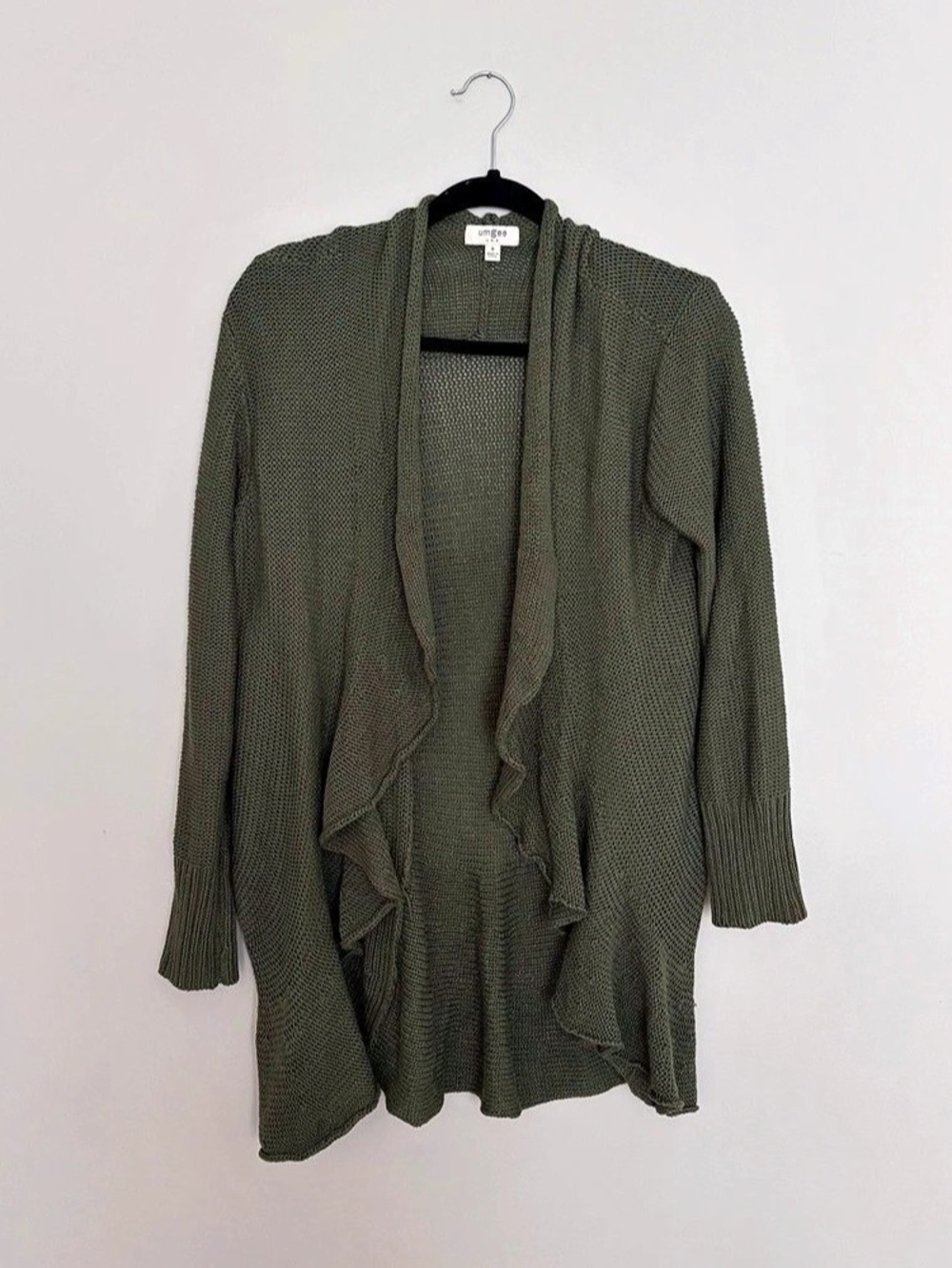 Umgee Women's Open Front Cardigan in Green Size Medium Like New